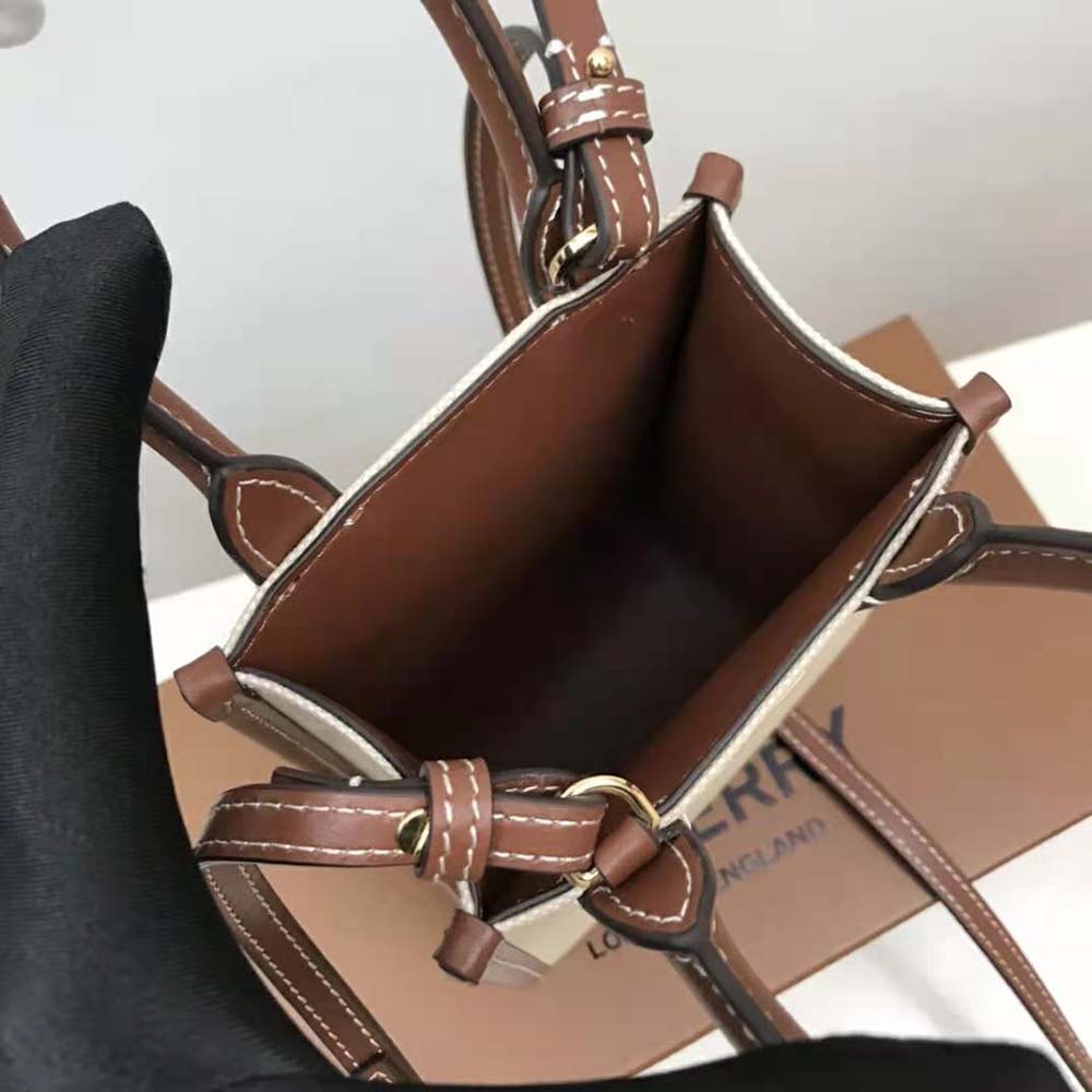 Burberry Women Micro Monogram Motif Canvas and Leather Tote - image 8
