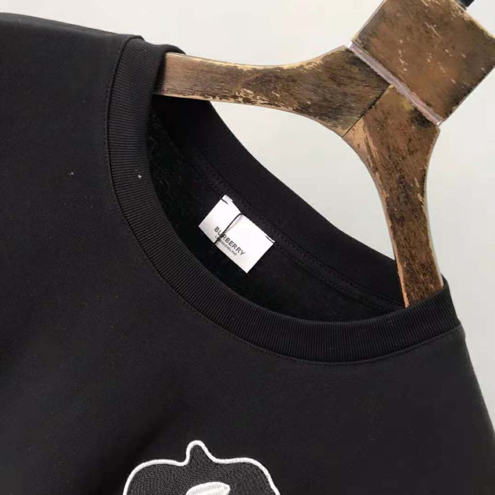 Burberry Men Monster Graphic Cotton Oversized T-shirt-Black - image 5