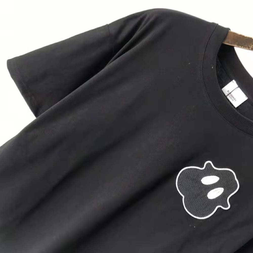 Burberry Men Monster Graphic Cotton Oversized T-shirt-Black - image 4