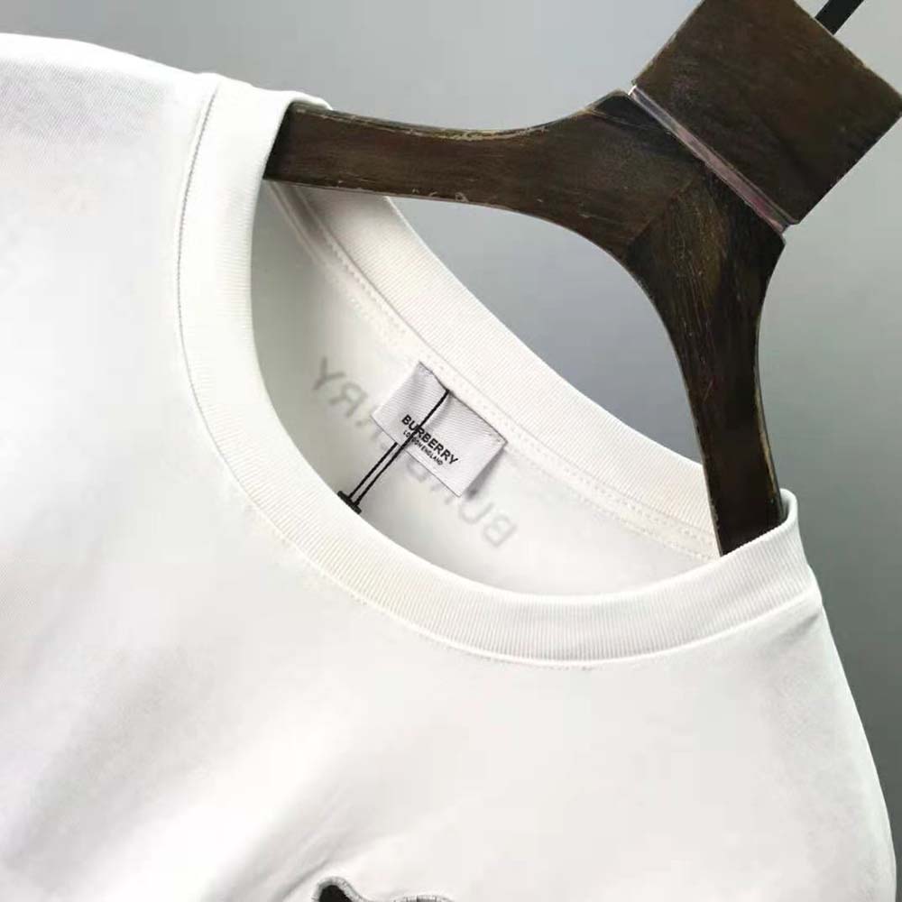 Burberry Men Monster Graphic Cotton Oversized T-shirt-White - image 5