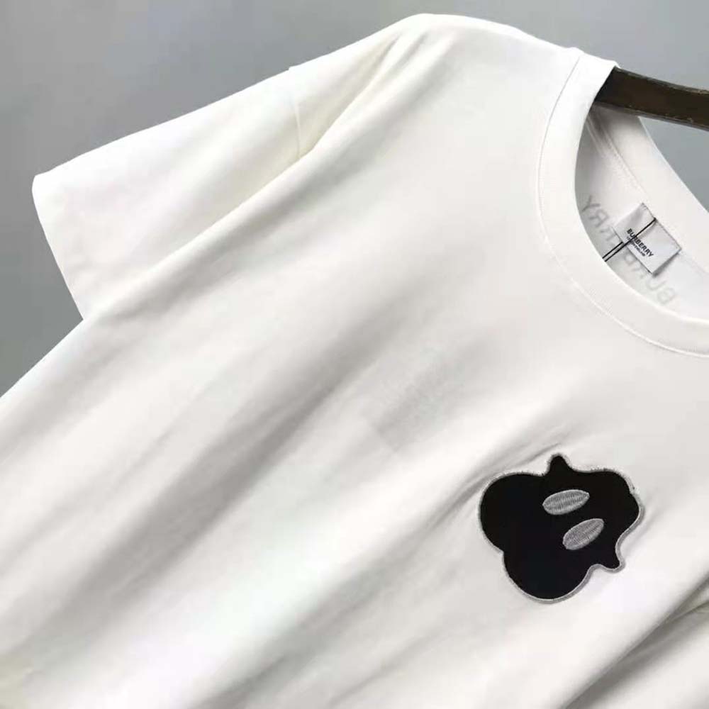 Burberry Men Monster Graphic Cotton Oversized T-shirt-White - image 4