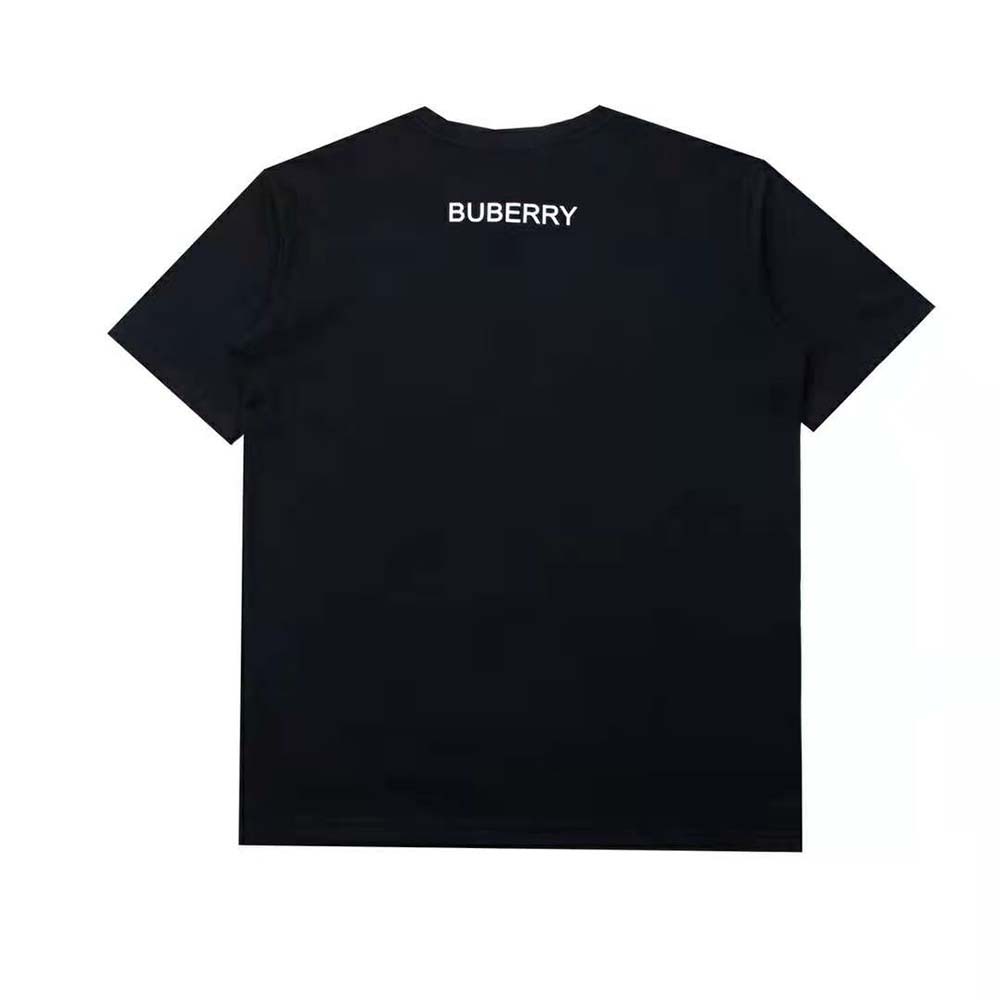 Side angle showing relaxed fit of Burberry Men Monster Graphic Print Cotton T-shirt