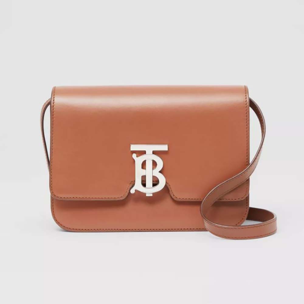 Front view of Burberry Women Small Leather TB Bag with monogram clasp