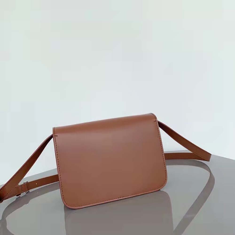 Side angle showing compact silhouette of Burberry Women Small Leather TB Bag