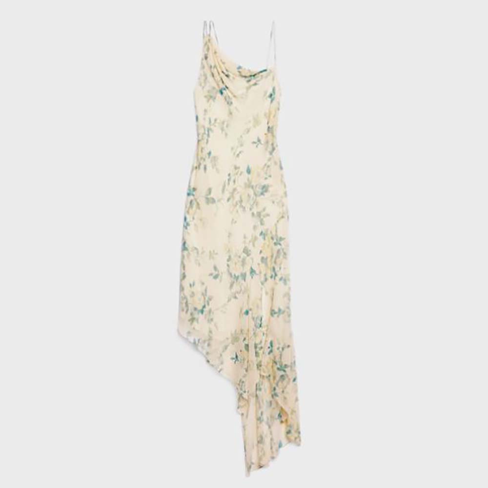 Celine Women Asymmetric Slip Dress in Silk Georgette - image 1