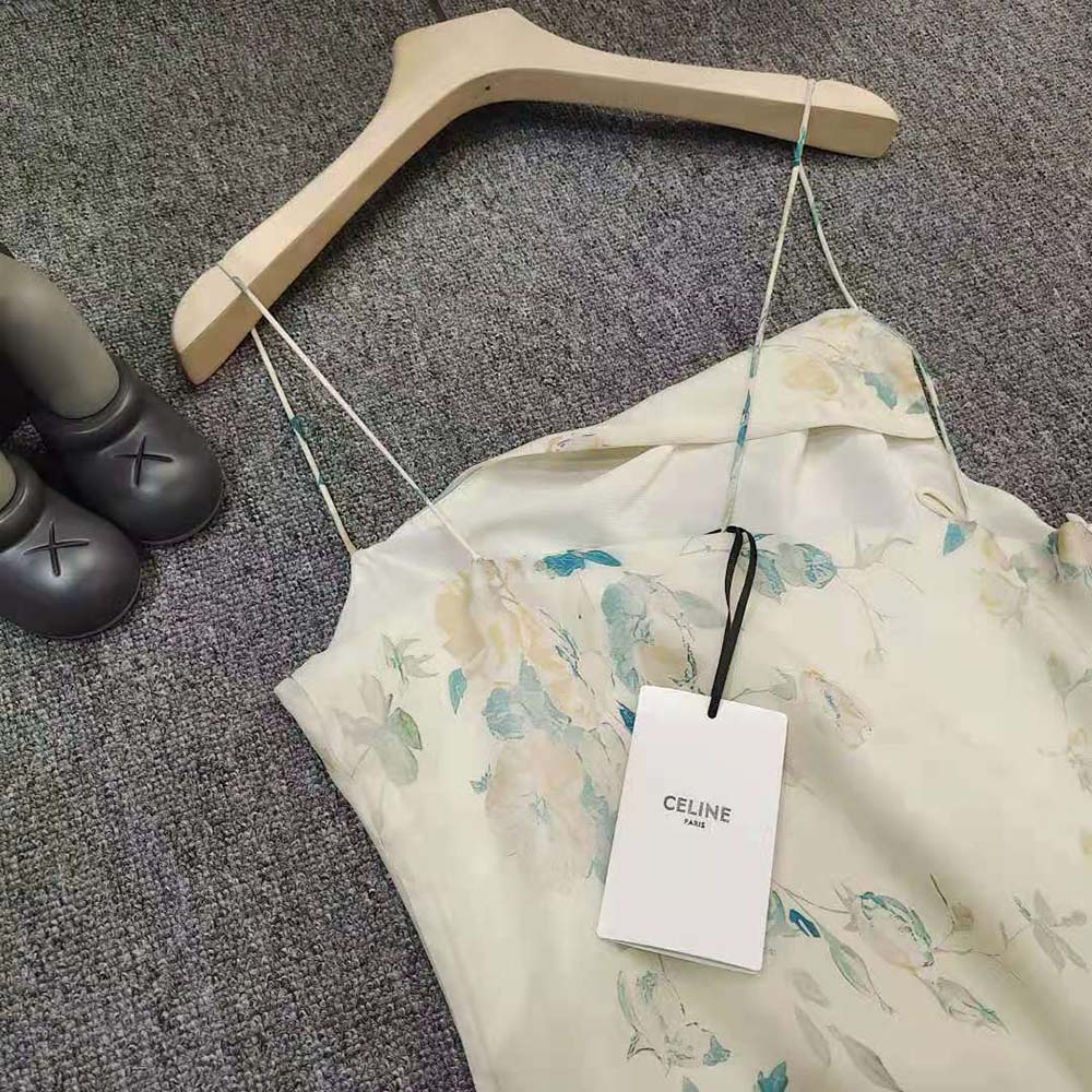 Celine Women Asymmetric Slip Dress in Silk Georgette - image 5