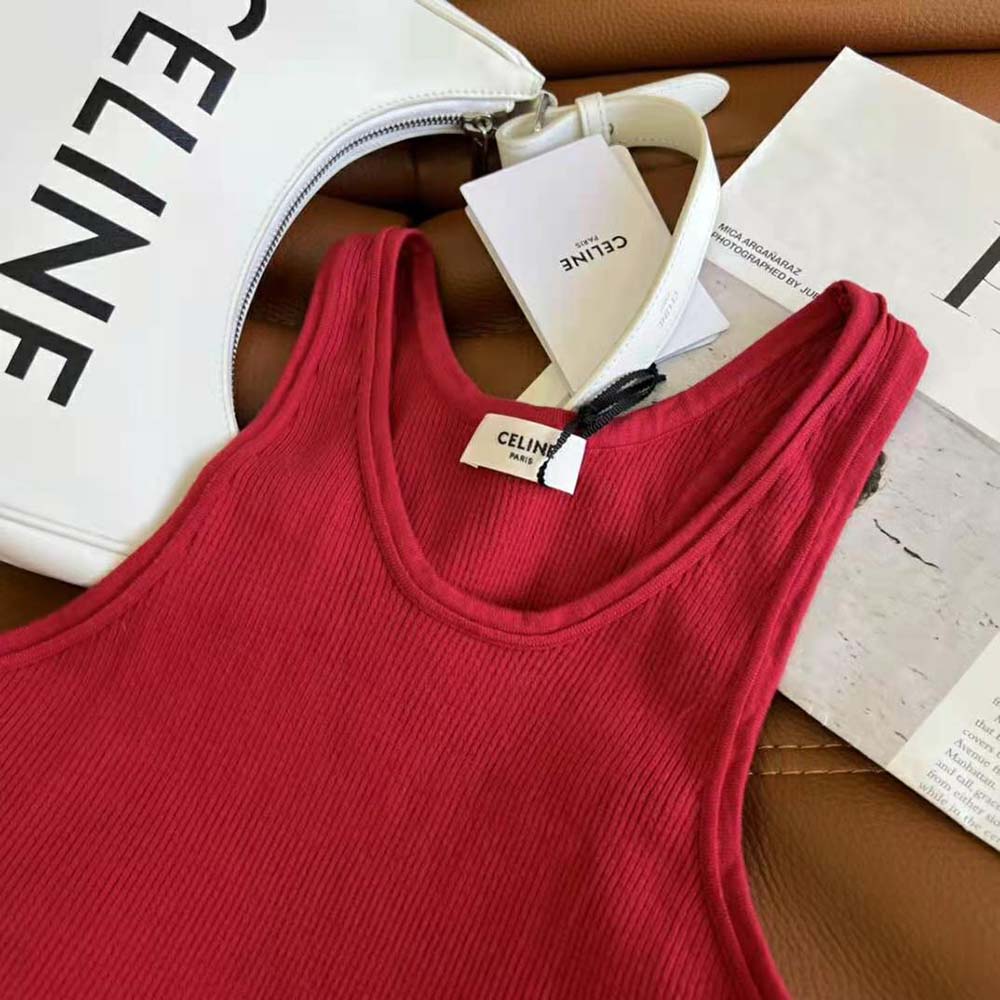 Celine Women Athletic Knit Bra Top-Red - image 4