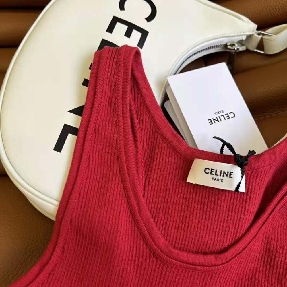 Celine Women Athletic Knit Bra Top-Red - image 5