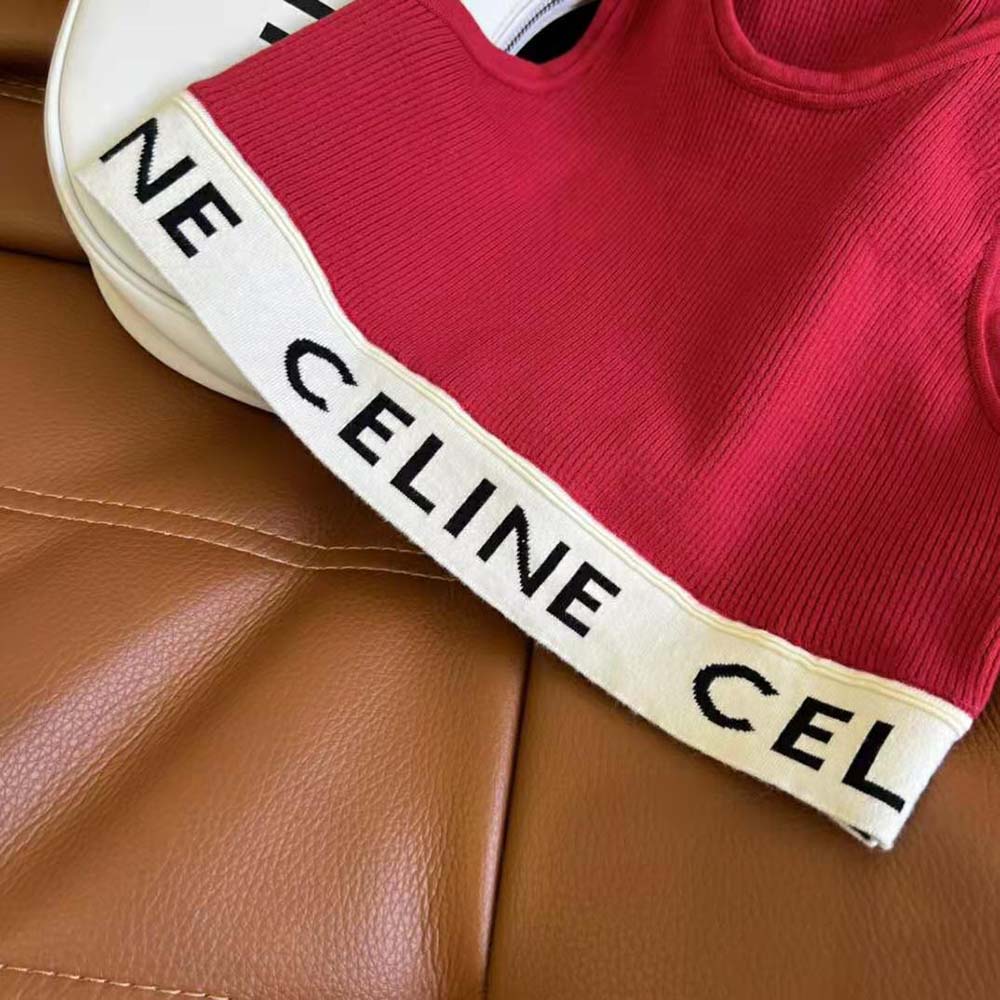 Celine Women Athletic Knit Bra Top-Red - image 8