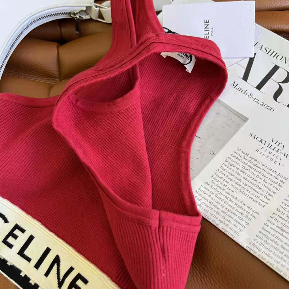 Celine Women Athletic Knit Bra Top-Red - image 7