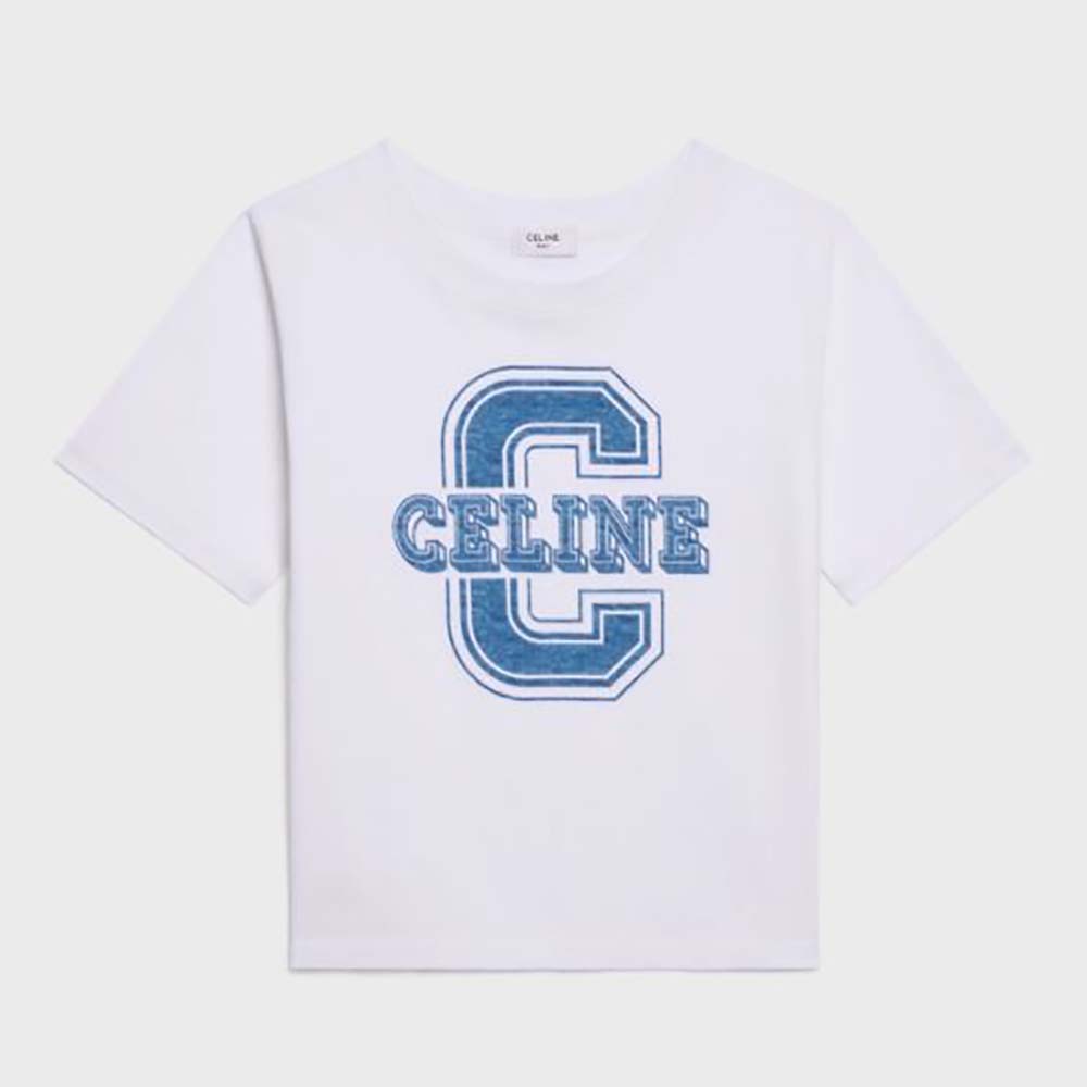 Celine Women Boxy Cotton Jersey T-shirt-White - image 1