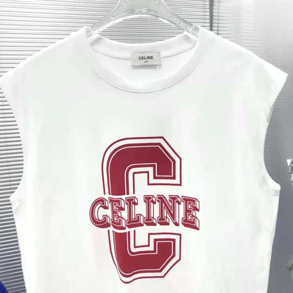 Celine Men C Cotton Jersey Tank Top-White - image 4