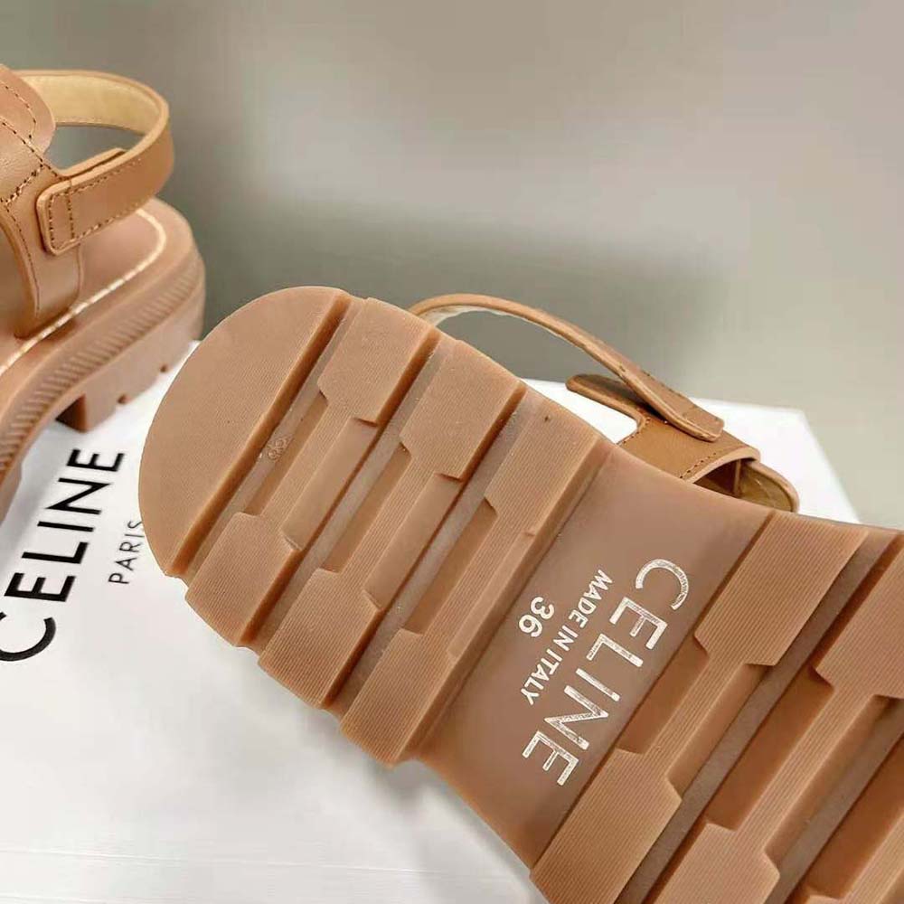 Celine Women Clea Triomphe Sandal in Vegetal Calfskin-Brown - image 10