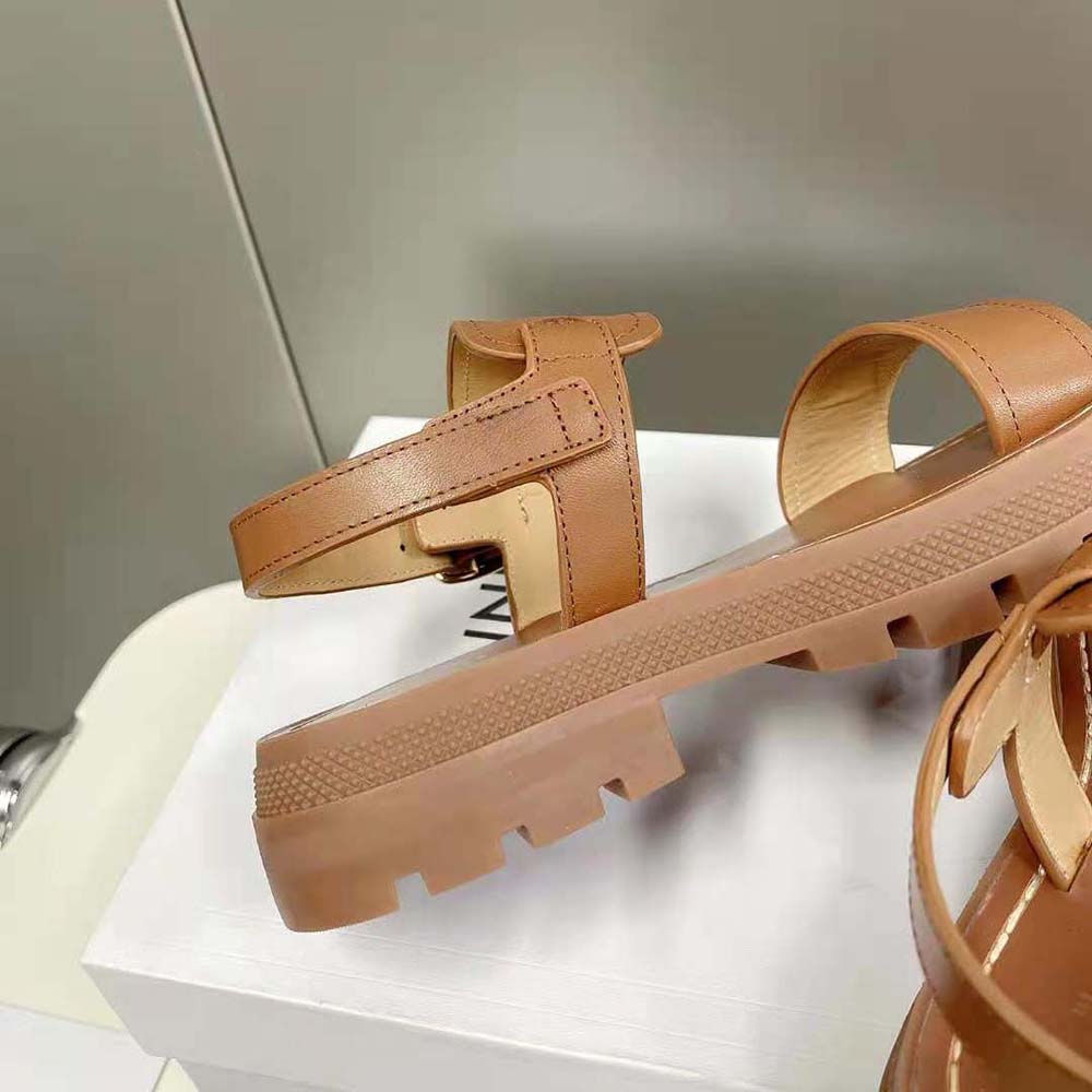 Celine Women Clea Triomphe Sandal in Vegetal Calfskin-Brown - image 9