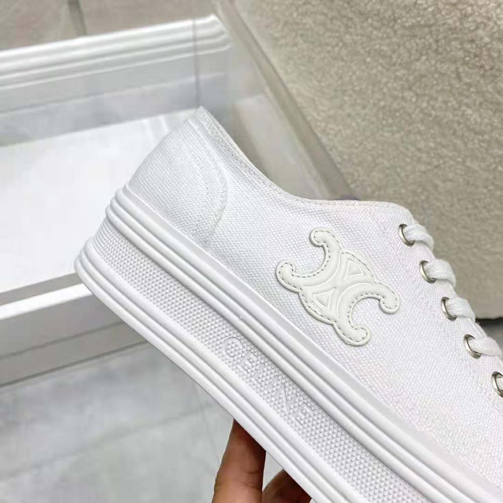 Celine Women Jane Low Lace-up Sneaker in Canvas and Calfskin - image 9