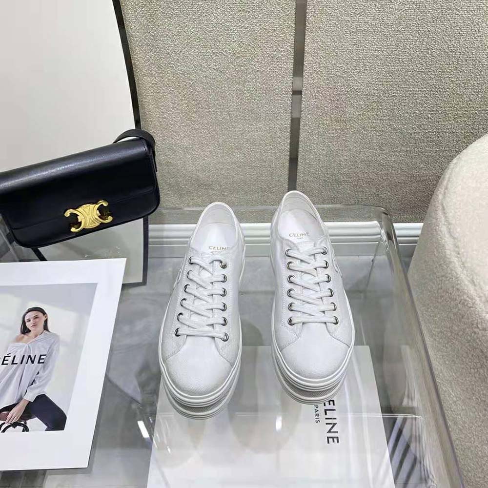 Close-up of lace-up detail on Celine Women Jane Low Lace-up Sneaker