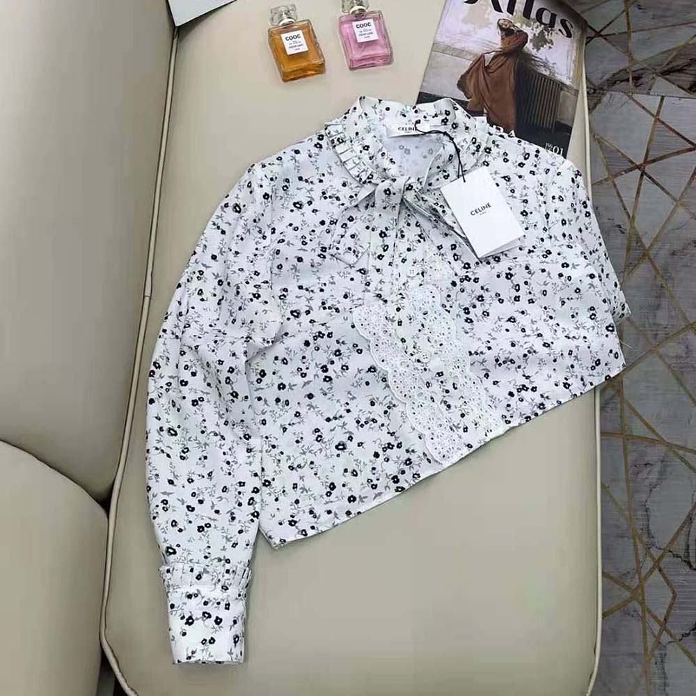 Celine Women Loose Cotton Voile Shirt-White - image 5