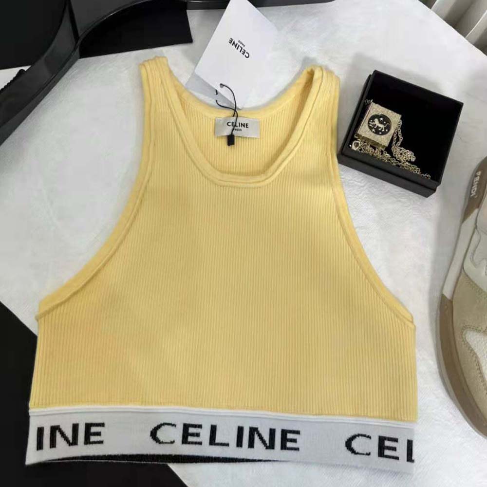 Close-up of mesh detailing and adjustable closure on Celine sports bra