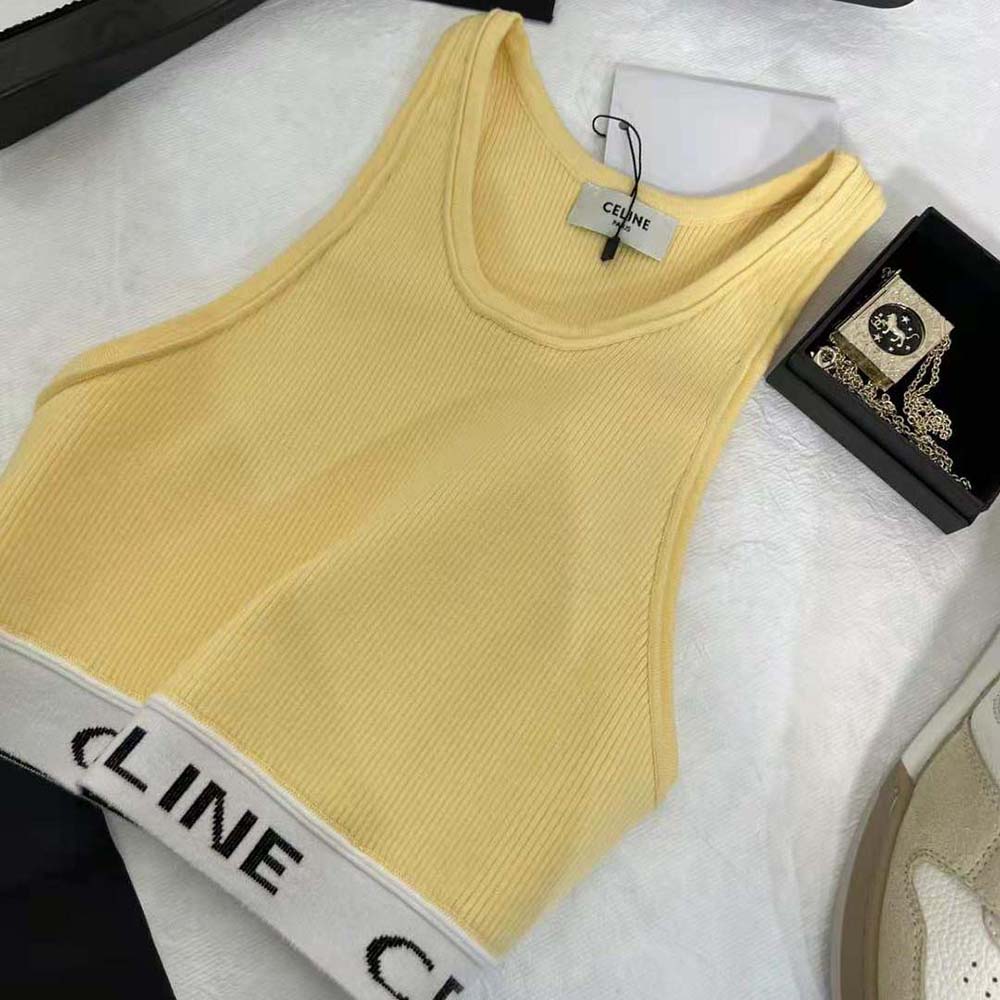 Celine Women Mesh Sports Bra-Yellow - image 4