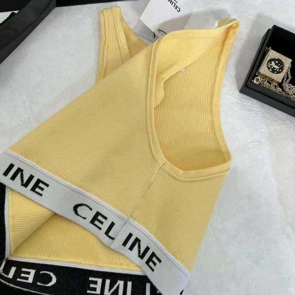 Celine Women Mesh Sports Bra-Yellow - image 5