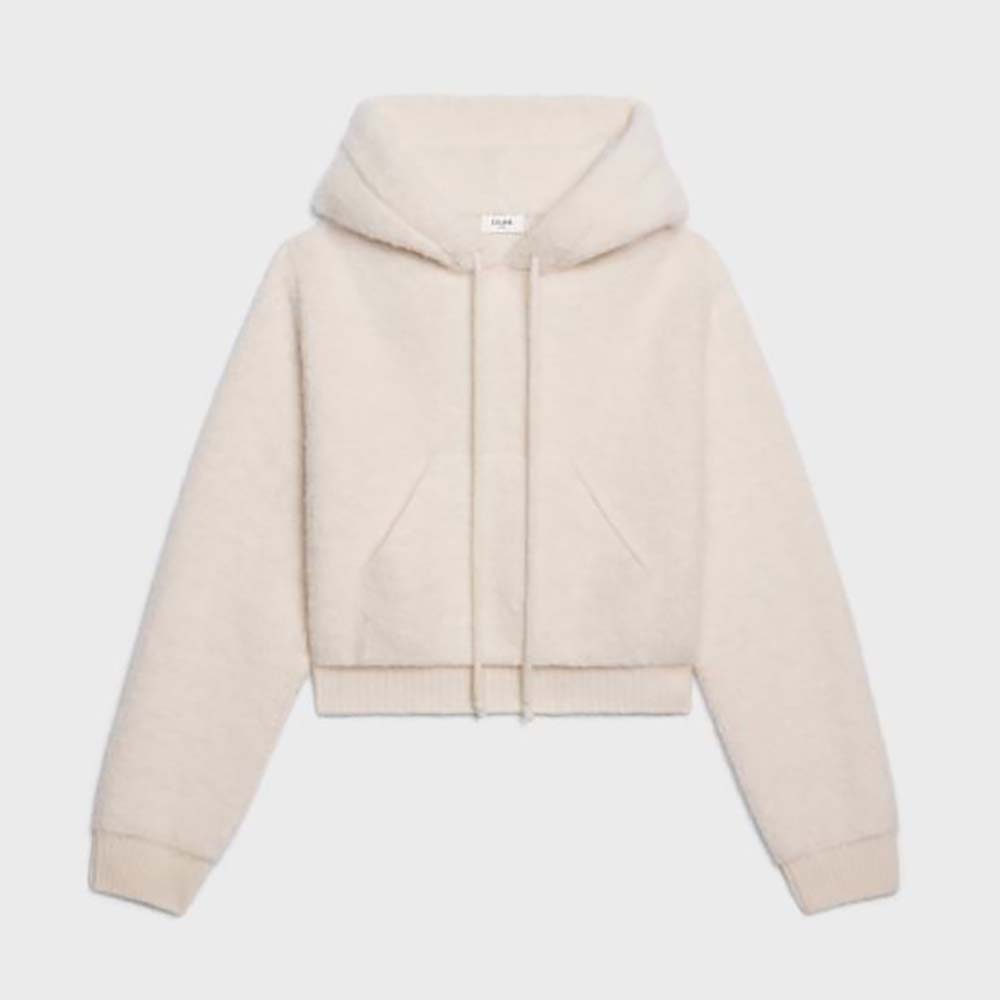 Celine Women Sweater with Hood in Micro Fur Alpaca Wool - image 1