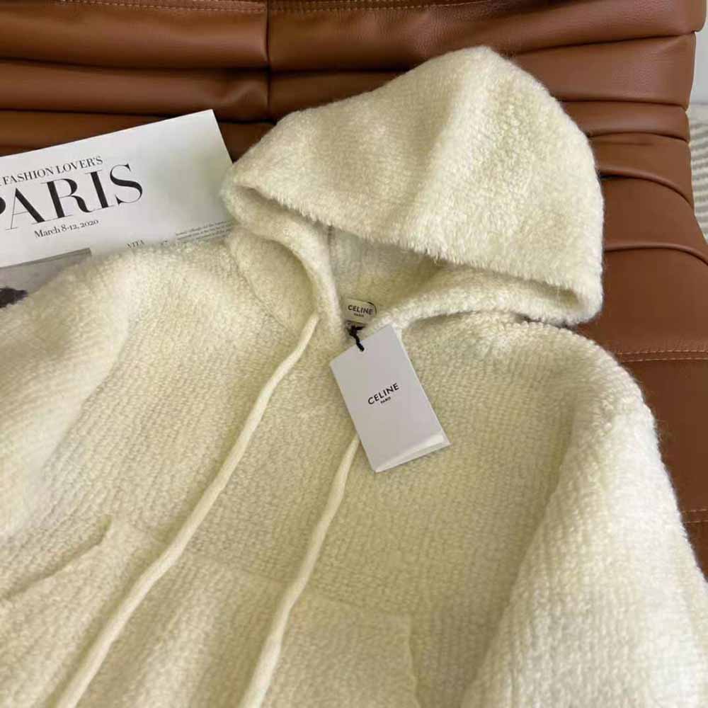 Celine Women Sweater with Hood in Micro Fur Alpaca Wool - image 5