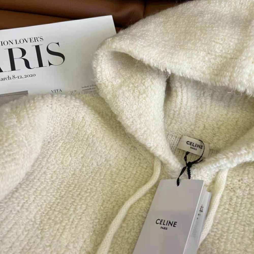 Celine Women Sweater with Hood in Micro Fur Alpaca Wool - image 6