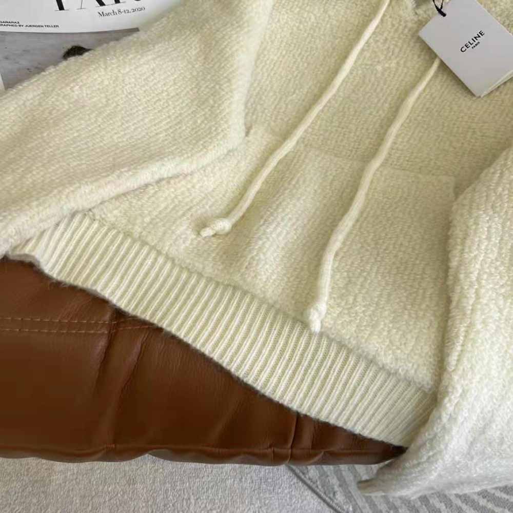 Celine Women Sweater with Hood in Micro Fur Alpaca Wool - image 9