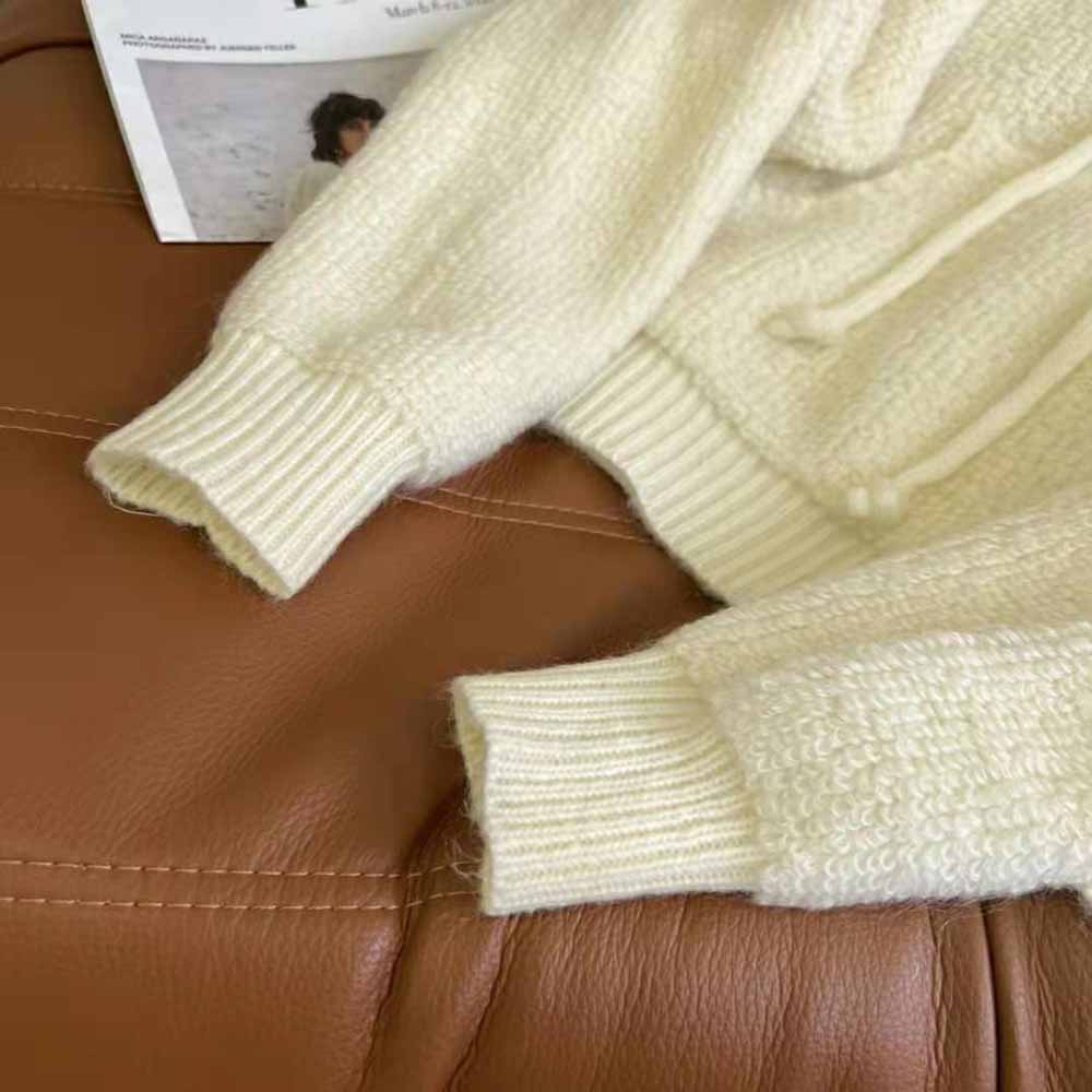 Celine Women Sweater with Hood in Micro Fur Alpaca Wool - image 7