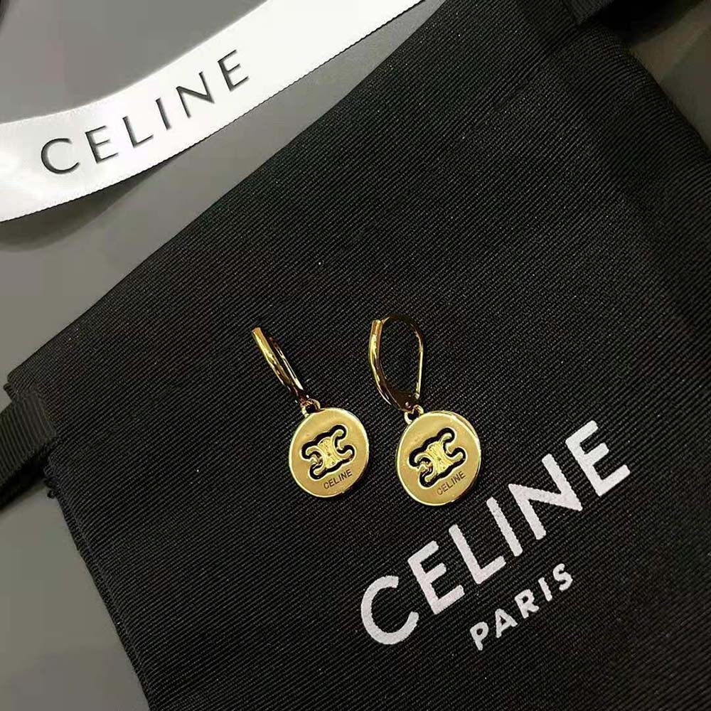 Celine Women Triomphe Swivel Earrings in Brass with Gold Finish - image 8