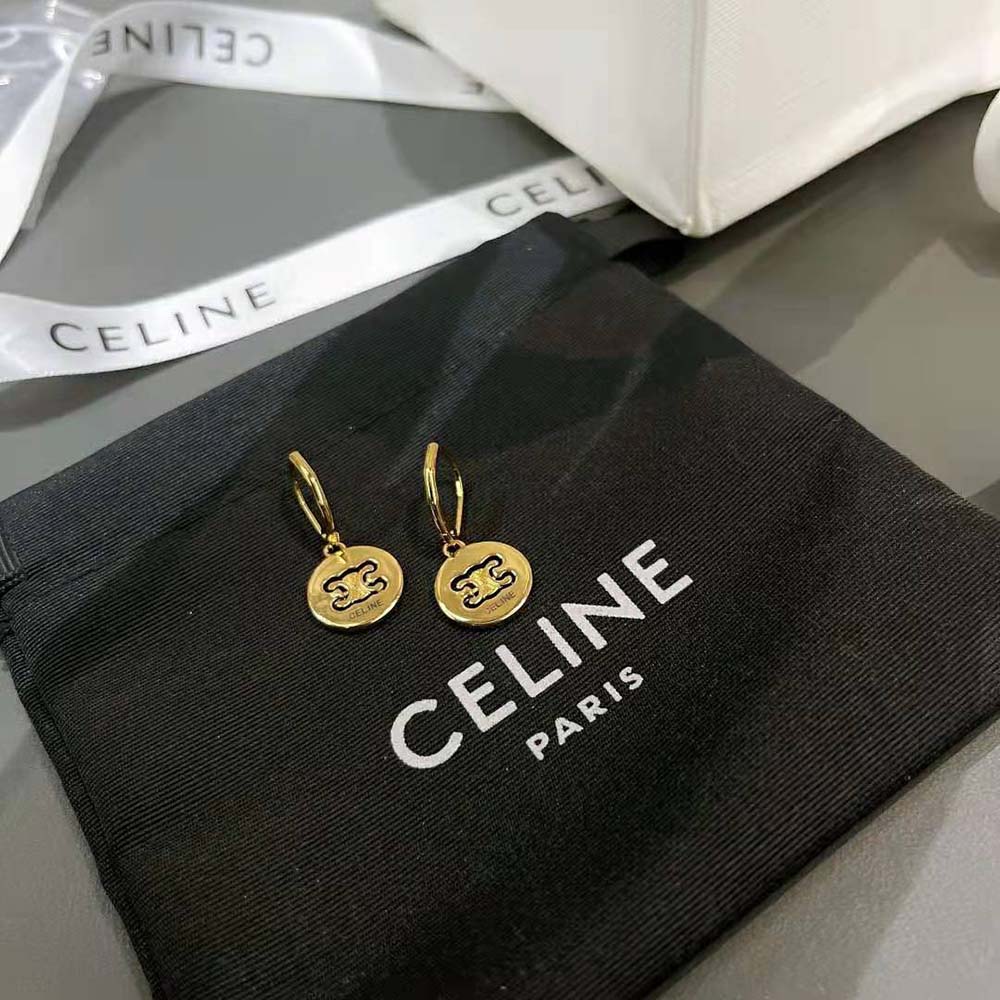 Celine Women Triomphe Swivel Earrings in Brass with Gold Finish - image 7