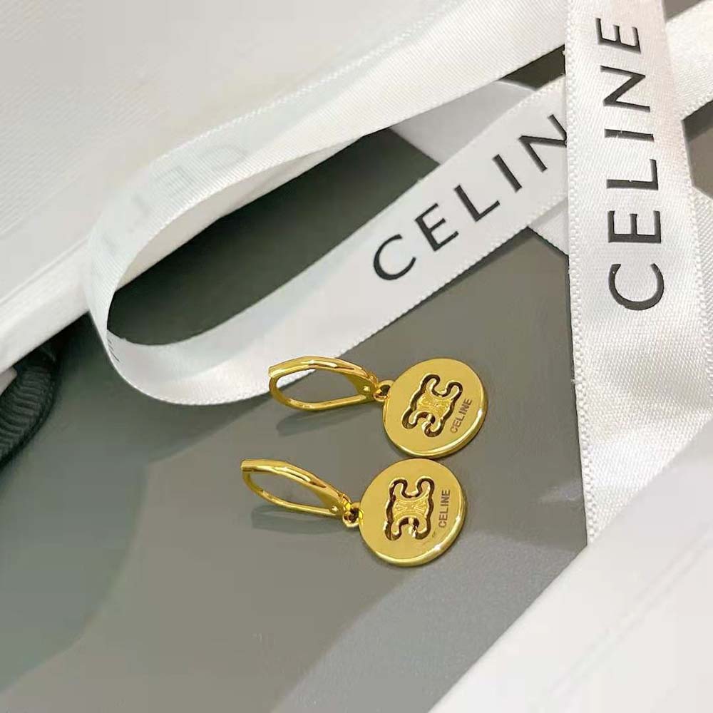 Celine Women Triomphe Swivel Earrings in Brass with Gold Finish - image 6
