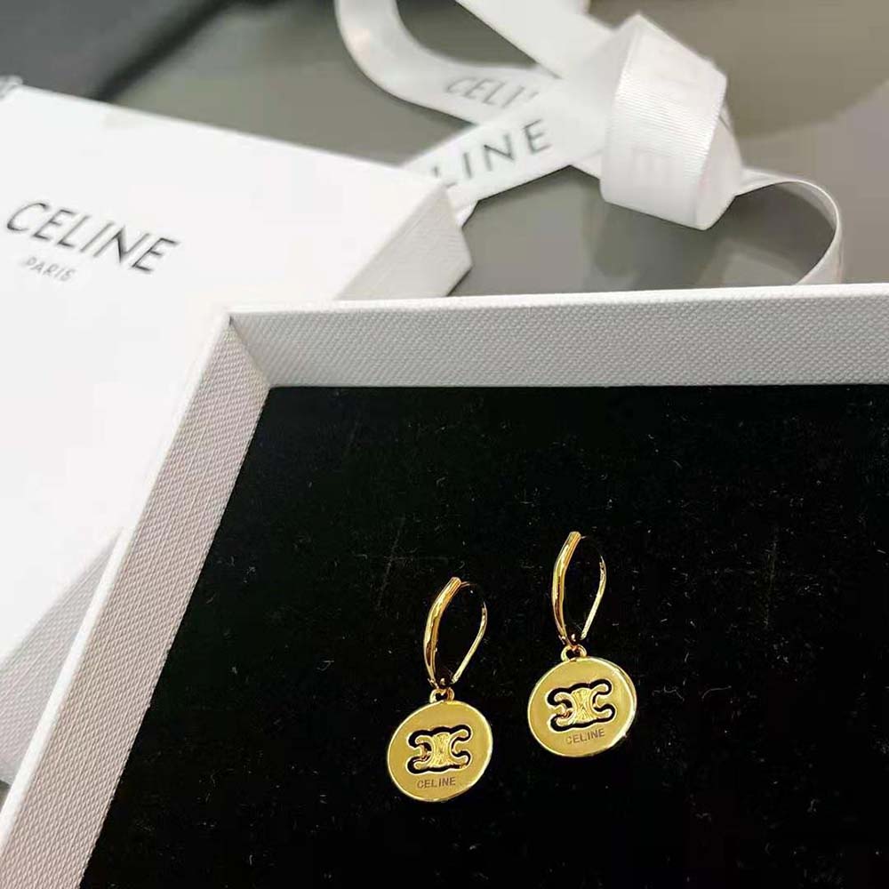Celine Women Triomphe Swivel Earrings in Brass with Gold Finish - image 5