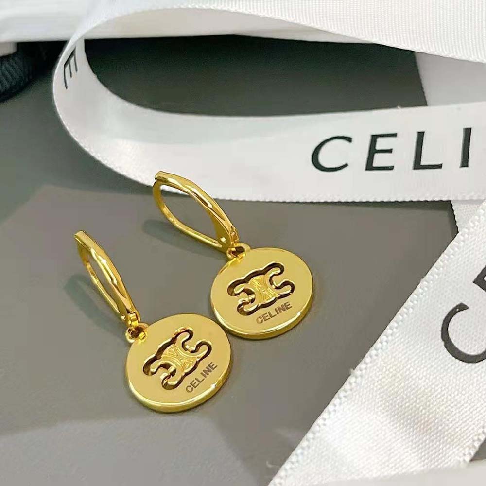 Celine Women Triomphe Swivel Earrings in Brass with Gold Finish - image 4