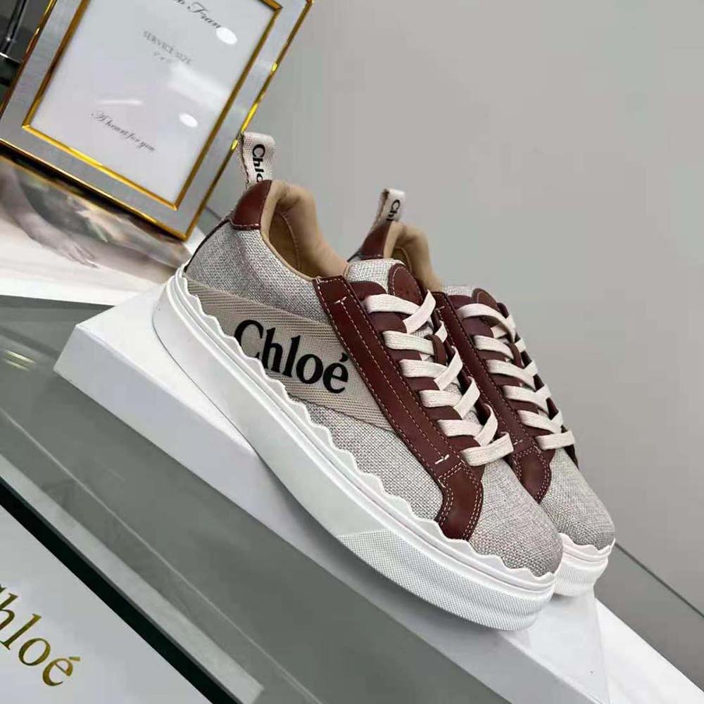 Top view of Chloe Women Lauren Sneaker showing lace-up closure