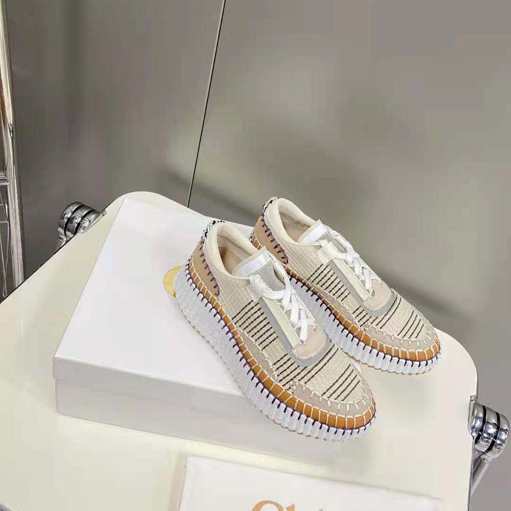 Chloe Women Nama Sneaker in Recycled Mesh-Beige - image 4