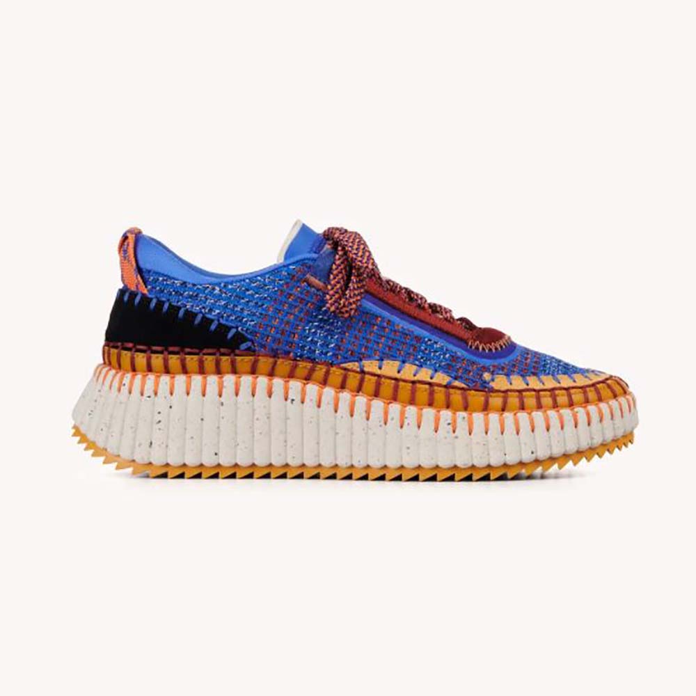 Side profile of Chloe Women Nama Sneaker in Recycled Mesh-Blue