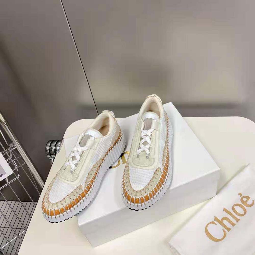 Top view of Chloe Women Nama Sneaker showcasing lace-up closure