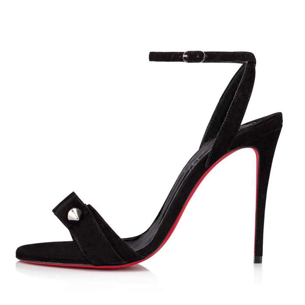 Side profile of Christian Louboutin Women Umberta 100 mm in Suede Calfskin-Black