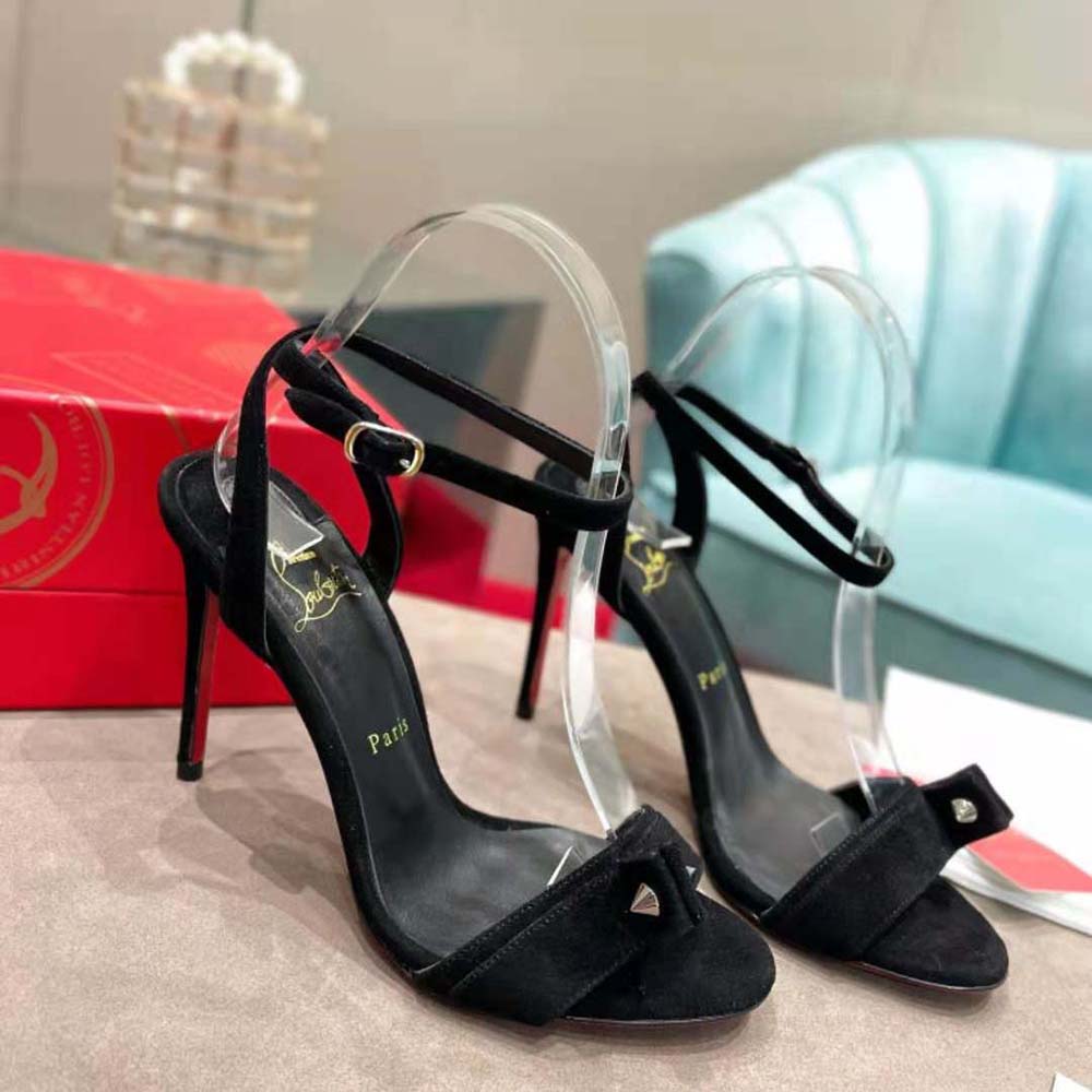 Overhead view of Christian Louboutin Women Umberta 100 mm sandal showing buckle detail