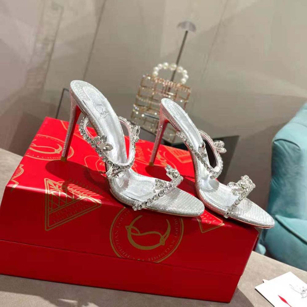 Christian Louboutin Women Just Queen 100 mm Heel Height-Silver - image 4