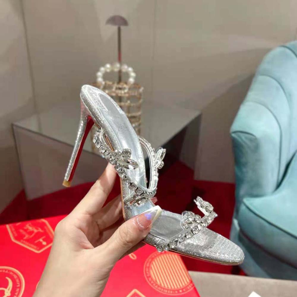 Christian Louboutin Women Just Queen 100 mm Heel Height-Silver - image 7