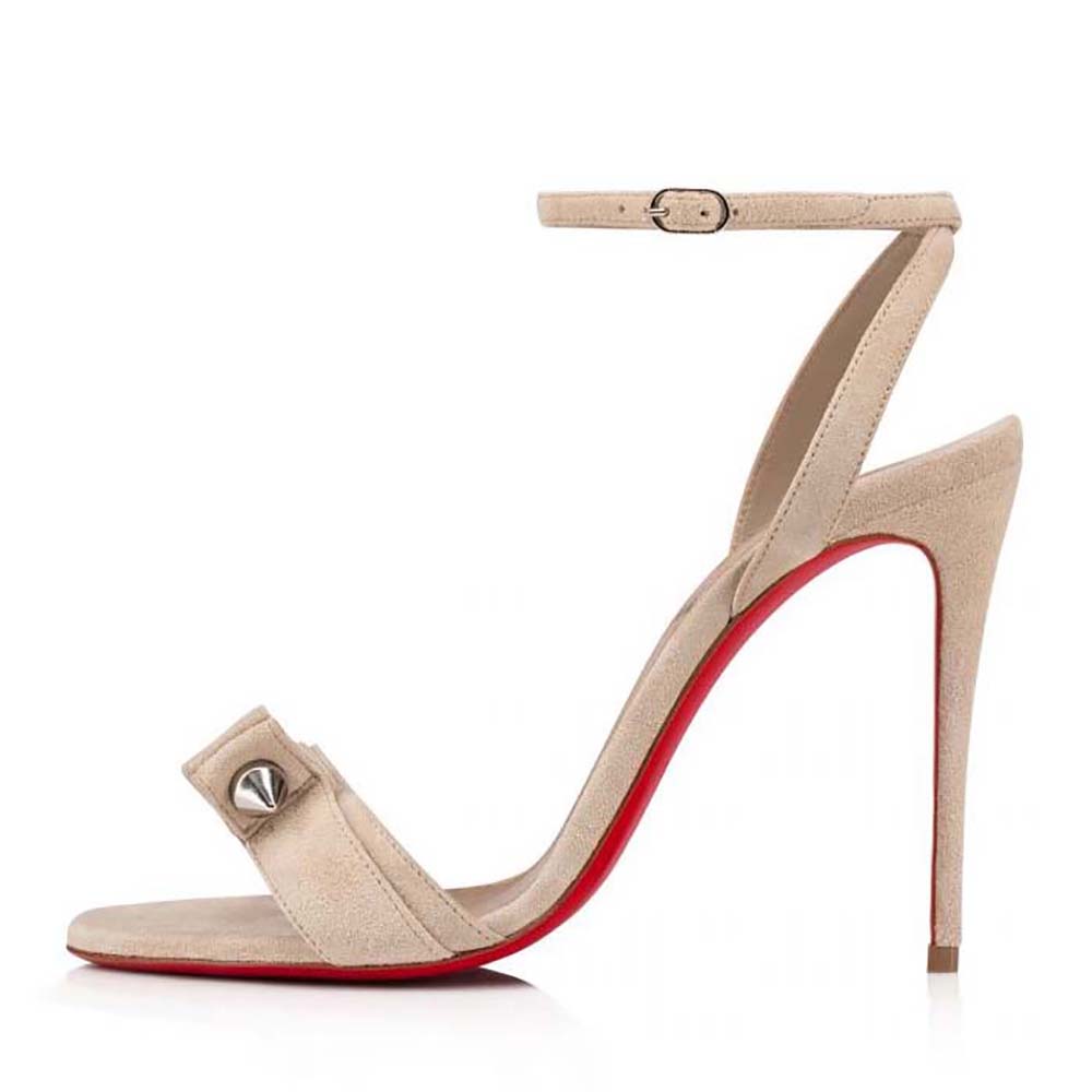 Side profile of Christian Louboutin Women Umberta 100 mm in Suede Calfskin-Sandy sandal