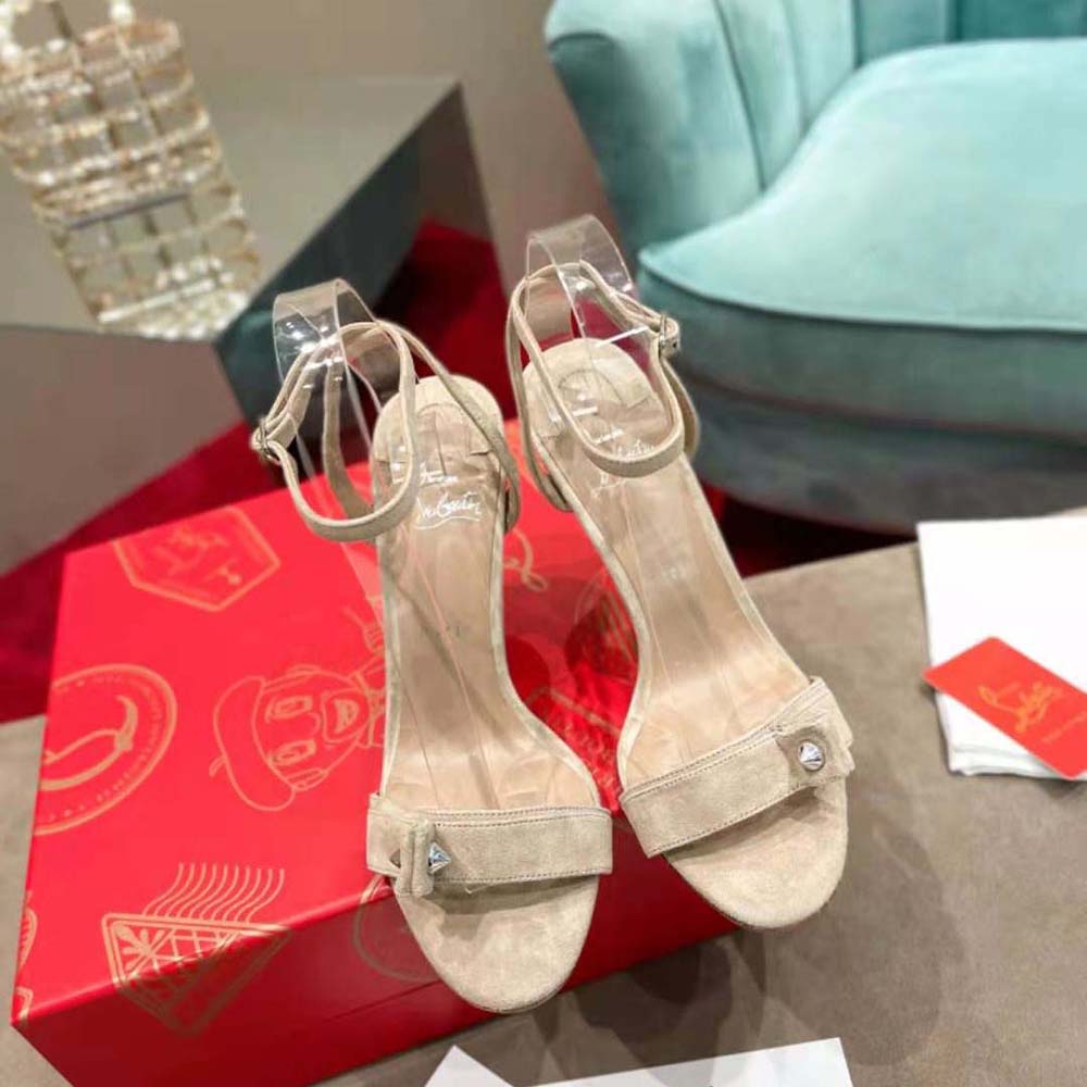 Close-up of adjustable buckle on Christian Louboutin Women Umberta 100 mm sandal