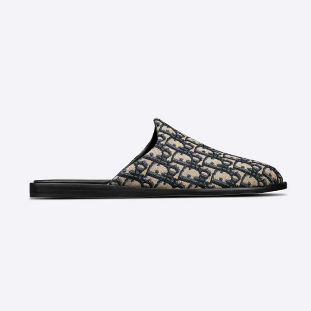 Side view of Dior Men Indior Mule Beige and Black Dior Oblique Jacquard
