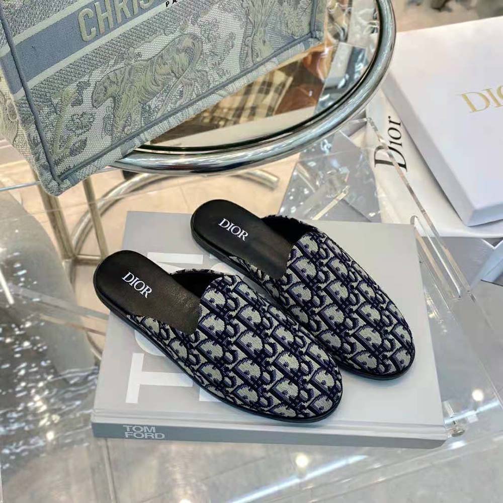 Top angle showing slip-on design of Dior Men Indior Mule shoes