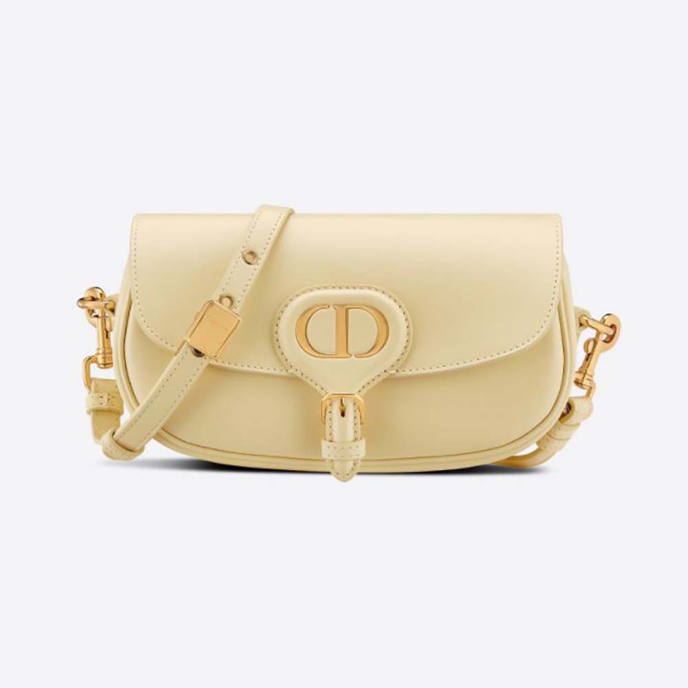 Front view of Dior Women Bobby East-West Bag Pale Yellow Box Calfskin