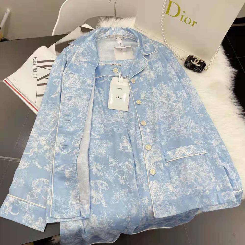 Dior Women Chez Moi Shirt Cornflower Blue Toile de Jouy Reverse Silk Twill - image 4