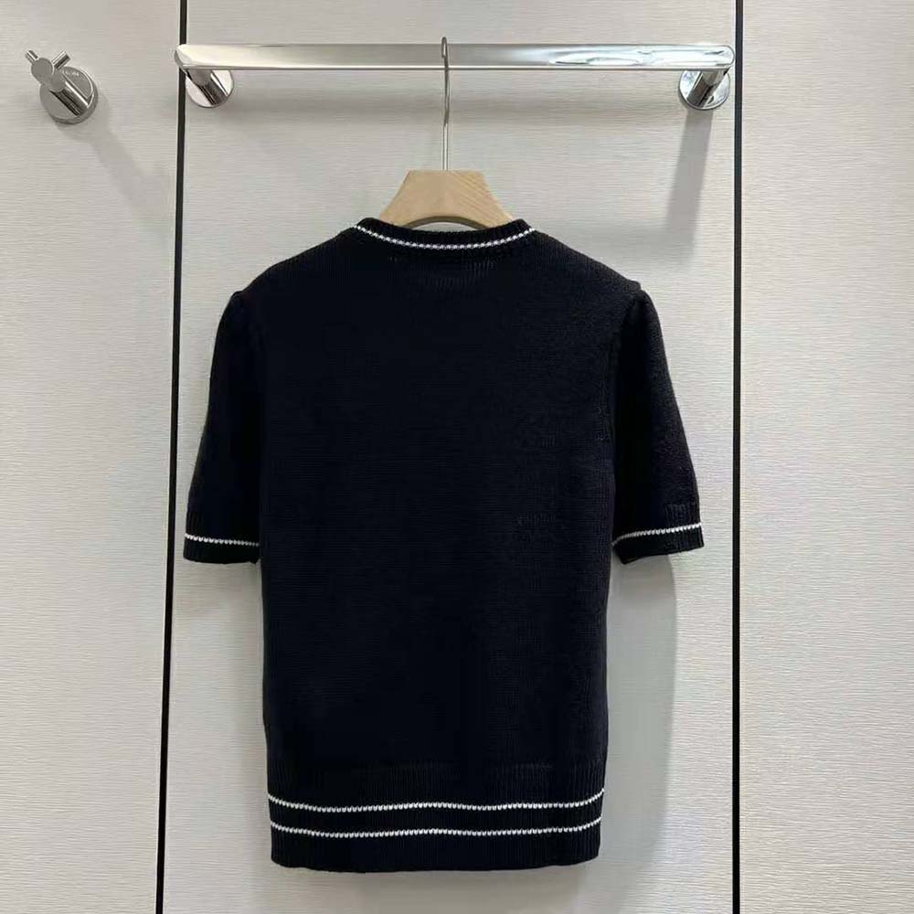 Side angle showing silhouette of Dior Women Christian Dior Short-Sleeved Sweater