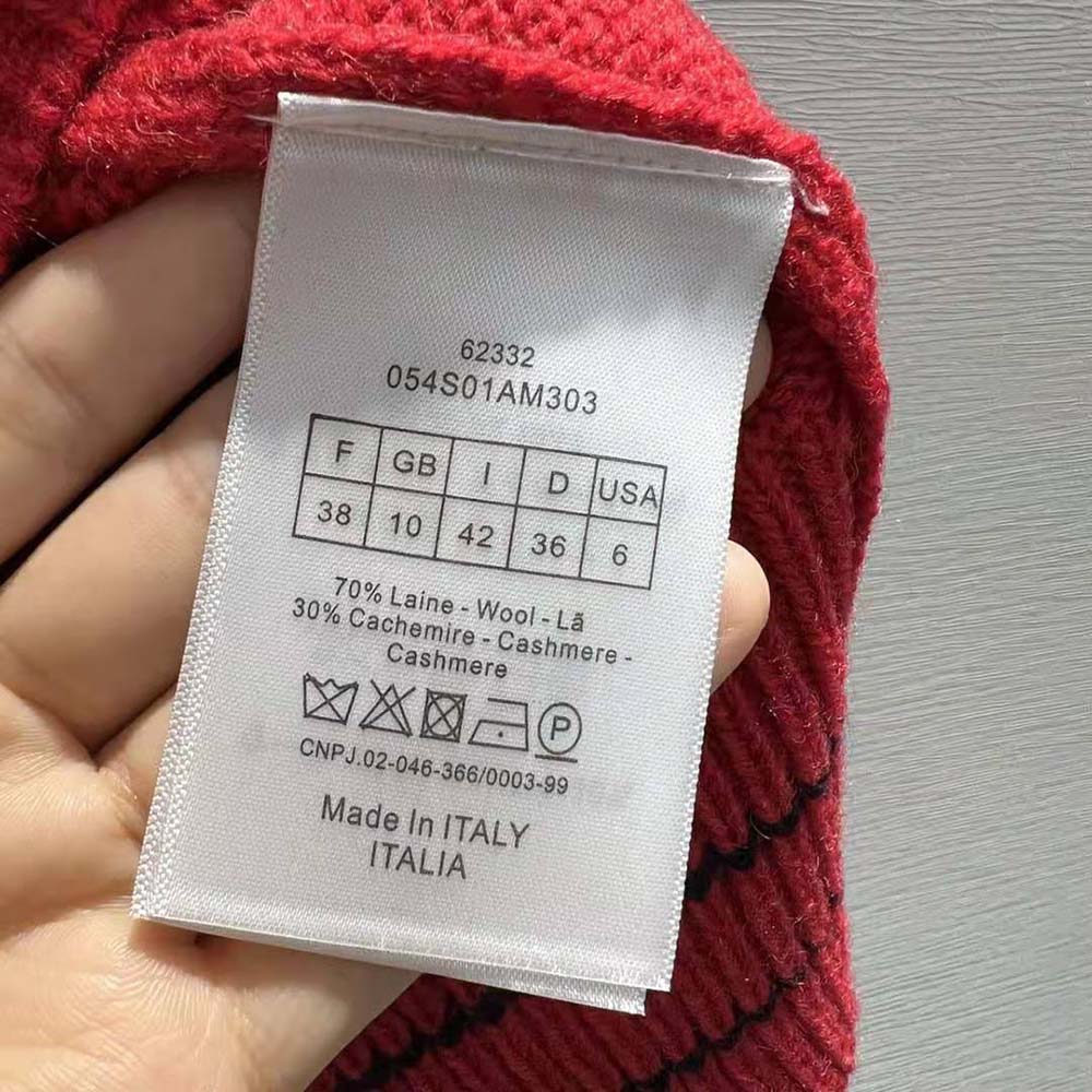 Dior Women Christian Dior Short-Sleeved Sweater Red Cashmere and Wool Knit - image 10